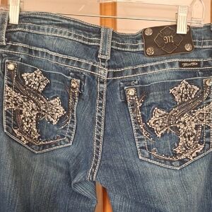Miss Me Blue Boot Cut Jeans with Embellished Pockets